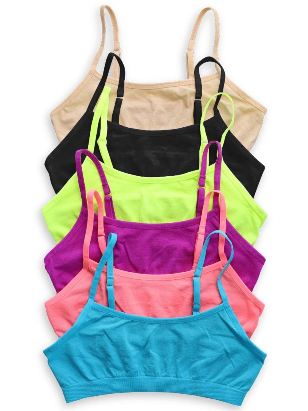 6 Pack Seamless Training Comfort Bras Big Girls 8000 Brights New NWB